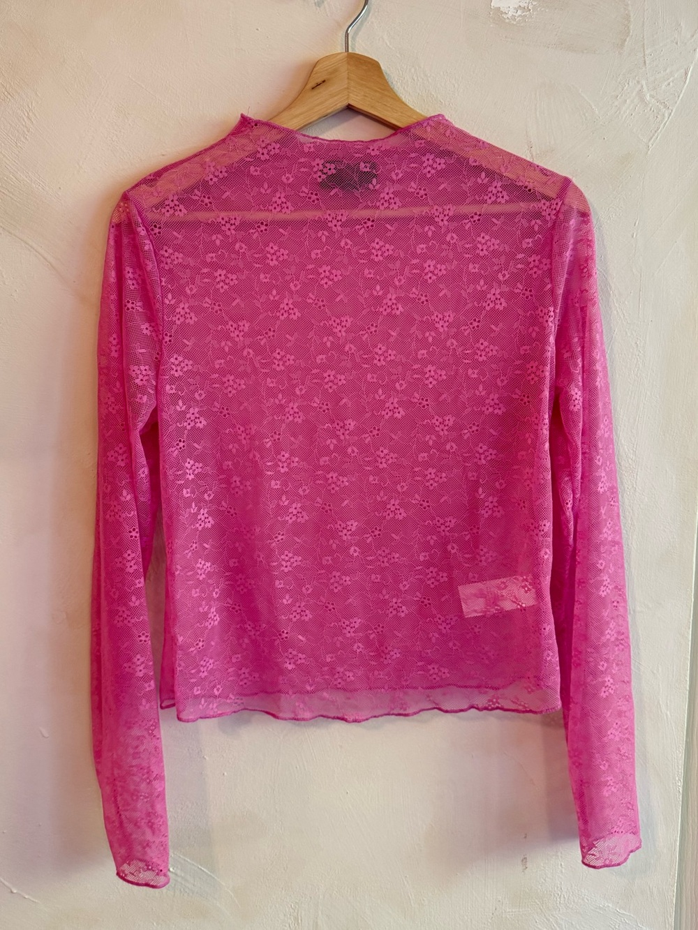 NOBO | Pink Sheer Lace | Long-Sleeve Top